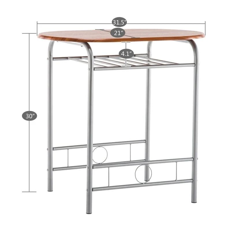 Silver/ Light Brown 3-piece Breakfast Bar Table Set