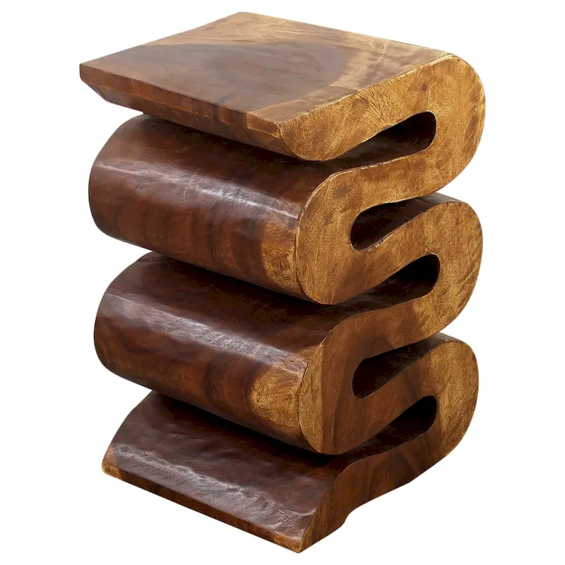 Wood Wave Verve Accent Snake Table 12x14x20 in H Walnut Oil - 12 x 14 x 20