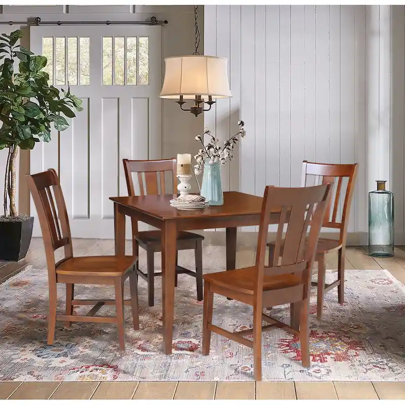 36 x 36 in. Solid Wood Dining Table with 4 Splatback Chairs - 5 Piece Set