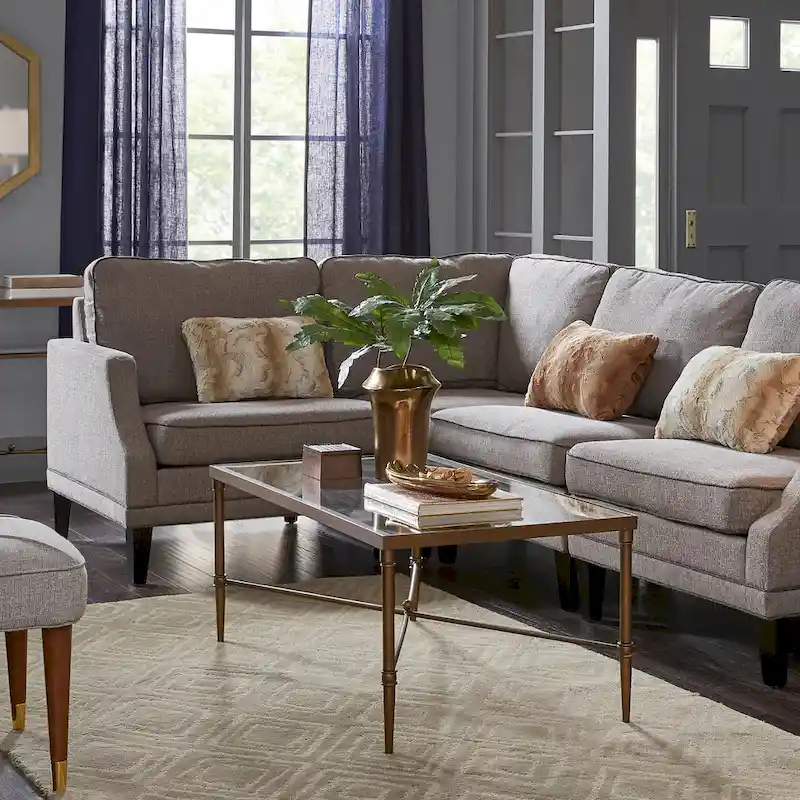 Modern Glam Coffee Table Bronze Metal Frame Tempered Glass Top 44