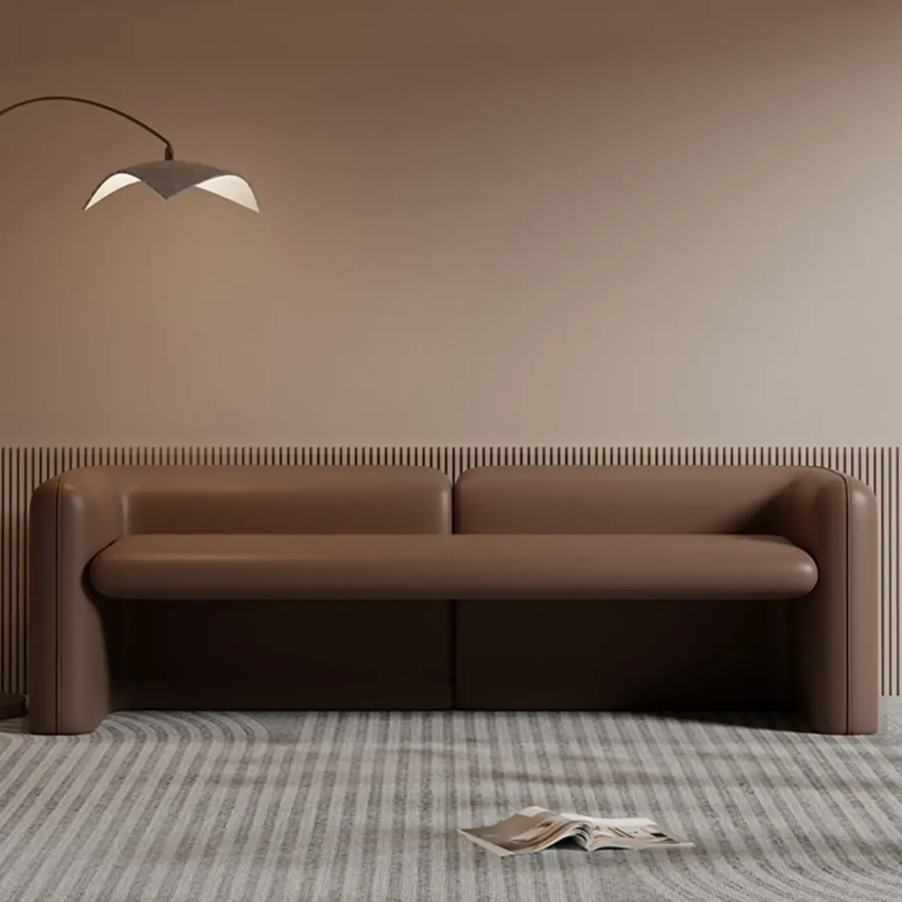 Modern Genuine Leather Cushioned Bedroom Bench