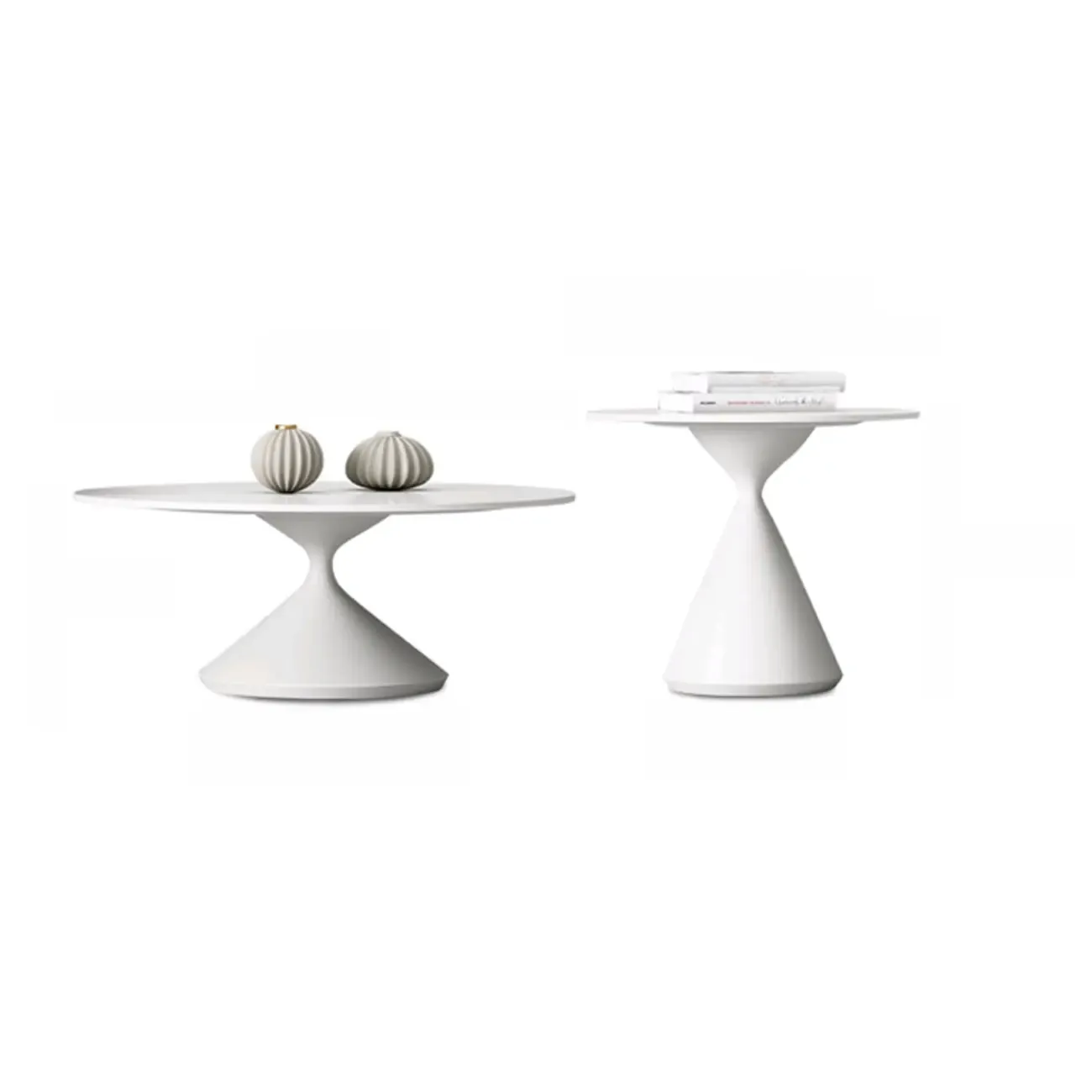 White Round Nesting Coffee Table with Modern Simple Style