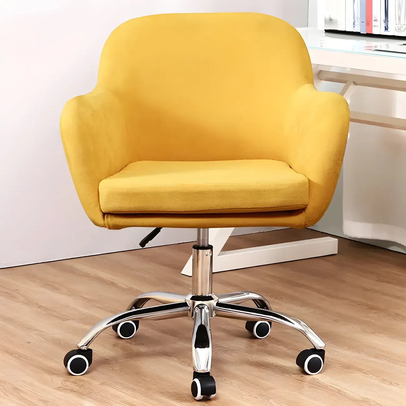 Low-back Green Fabric Swivel Armrest Office Chair