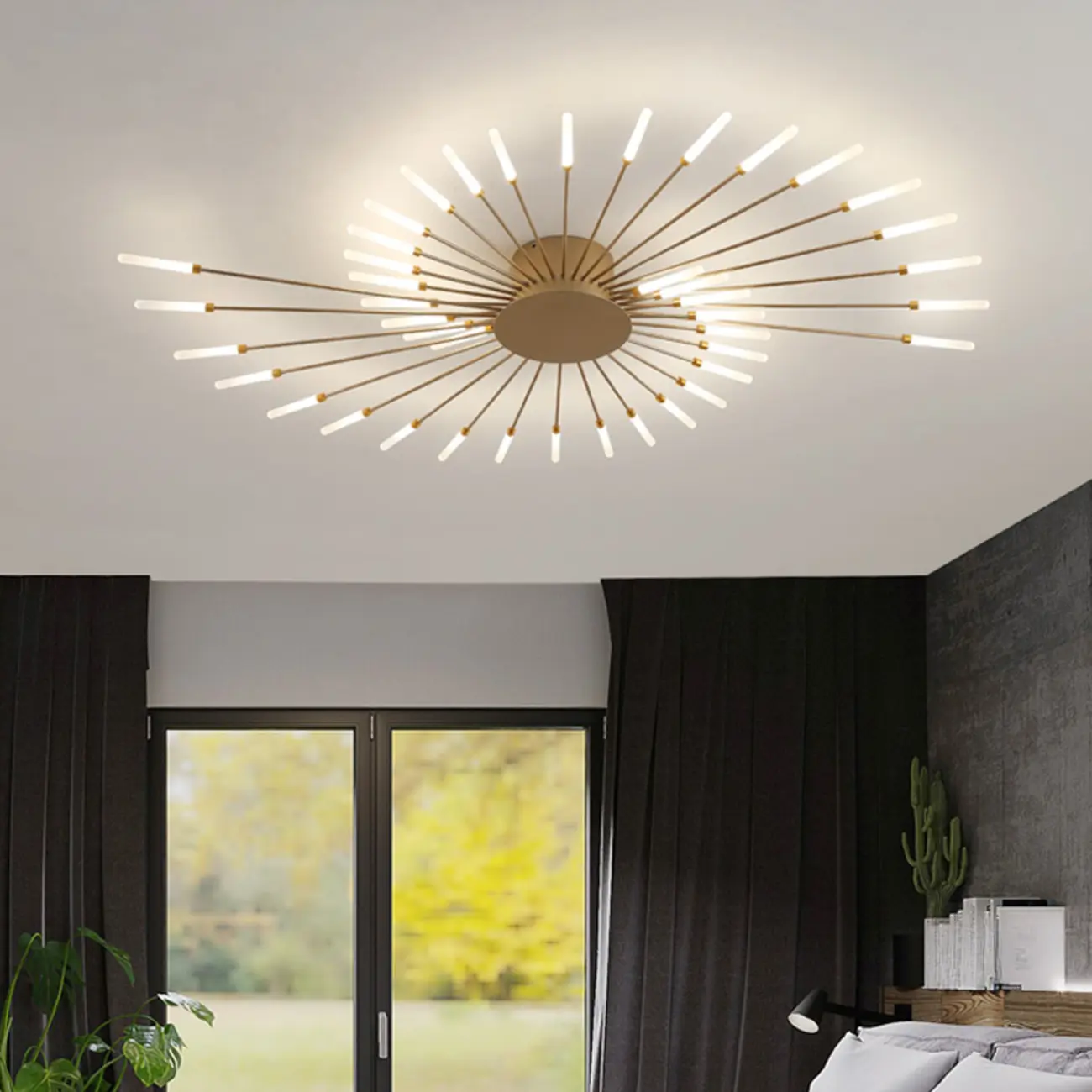 Modern Gold Sunburst LED Flush Mount Ceiling Light