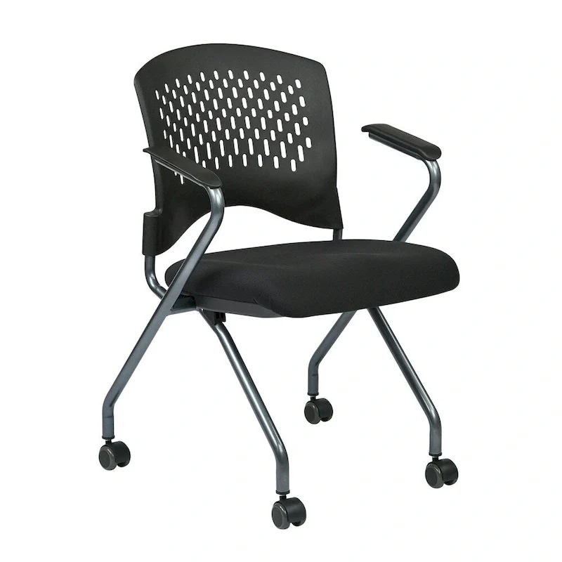 Black Folding Chair, Ventilated Back, Set of 2