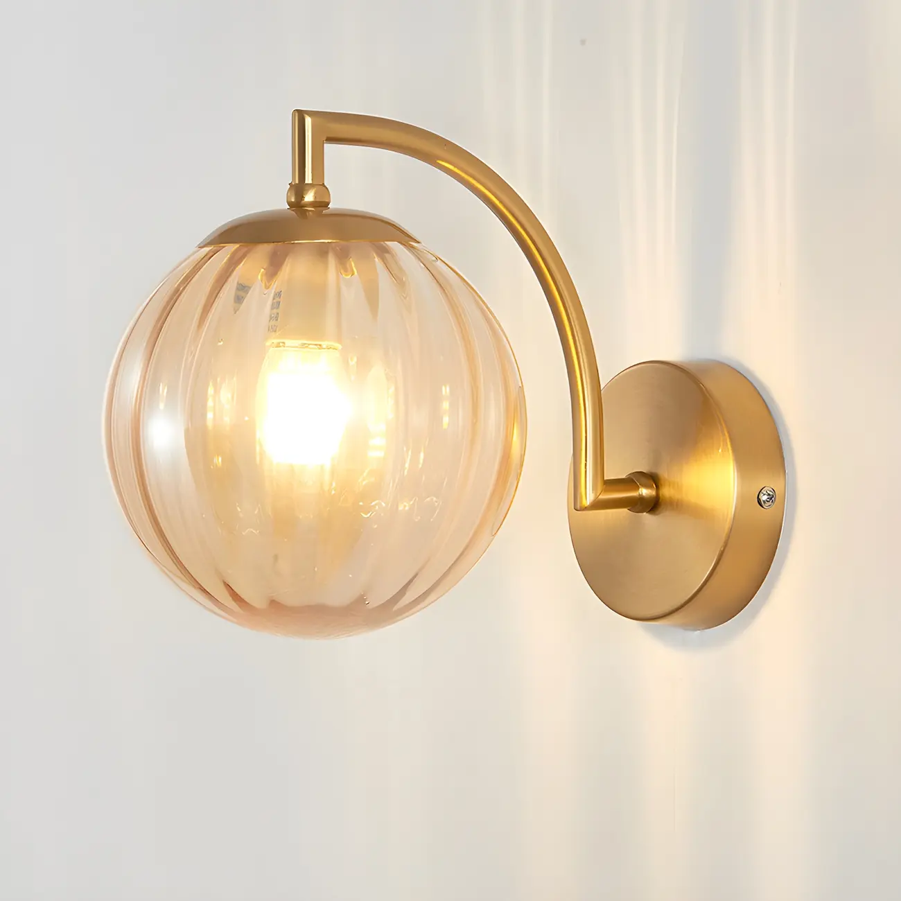 Mini Modern Globe Glass Metal Arc Vanity Wall Light