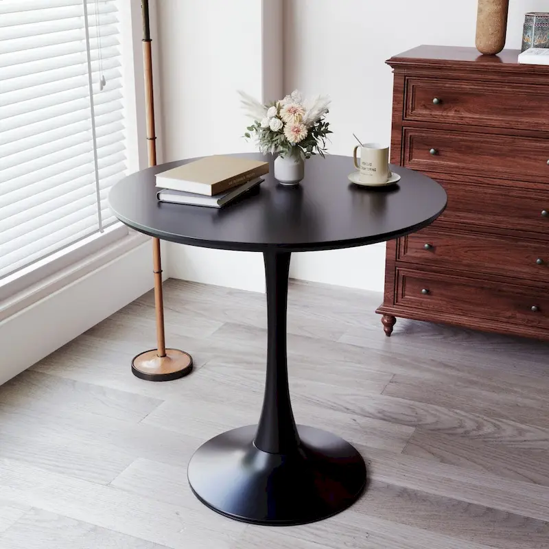 Round Dining Table, 31.5  Tulip Table Kitchen Dining Table 2-4 People with MDF Table Top & Pedestal Base, End Table