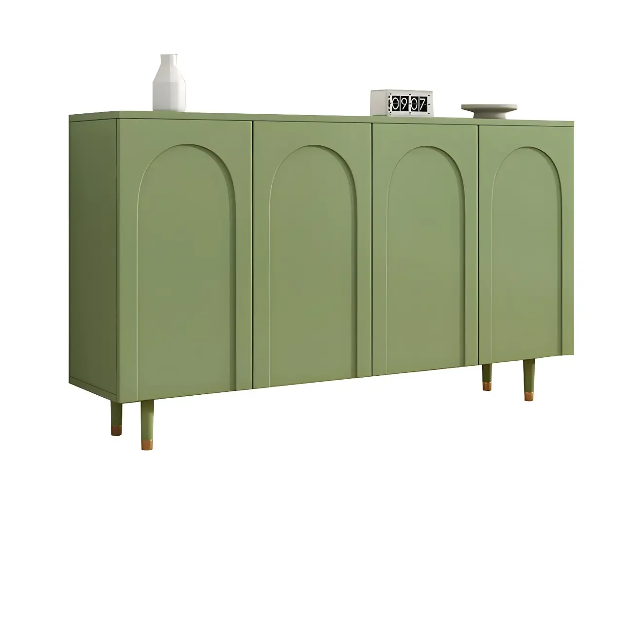 Green Wood Shoe Cabinet with Adjustable Shelves