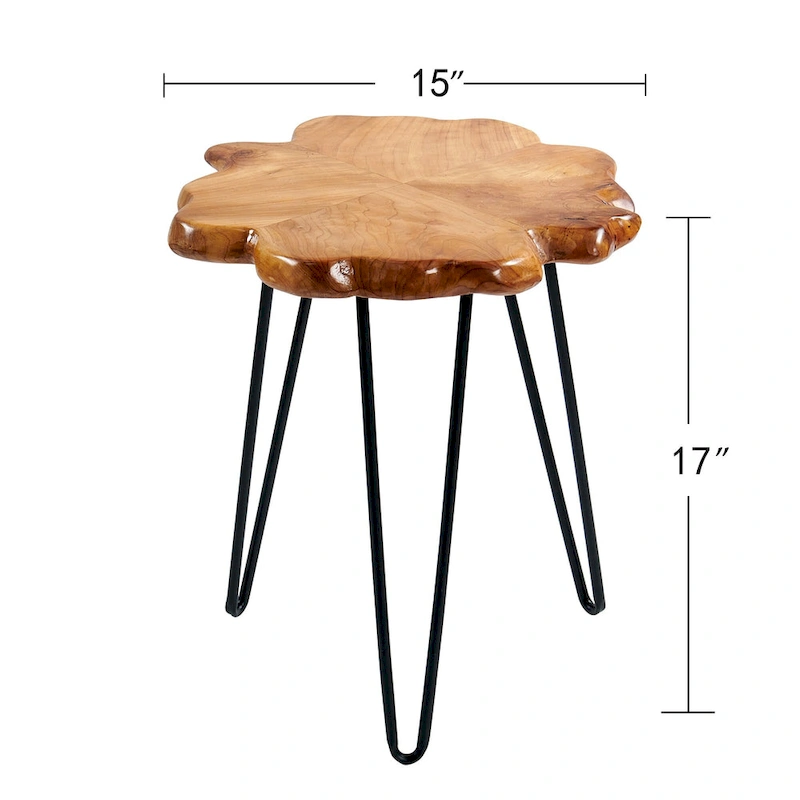 Greenage Live Edge Wood Coffee Table 4 Panels Table with Hairpin Legs