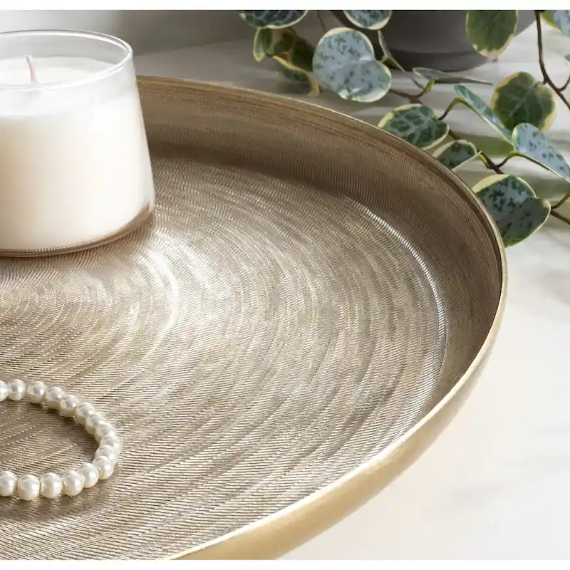 Kate and Laurel Stovring Round Metal Tray - 16  Diameter
