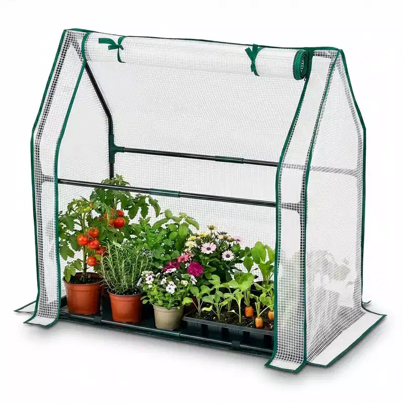 NAYSAYE Portable Mini Greenhouse Small Green House Plant Cover Tent with Waterproof Pad PE 36 x 18 x 33 Inch for Garden Small Plants Indoor Outdoor