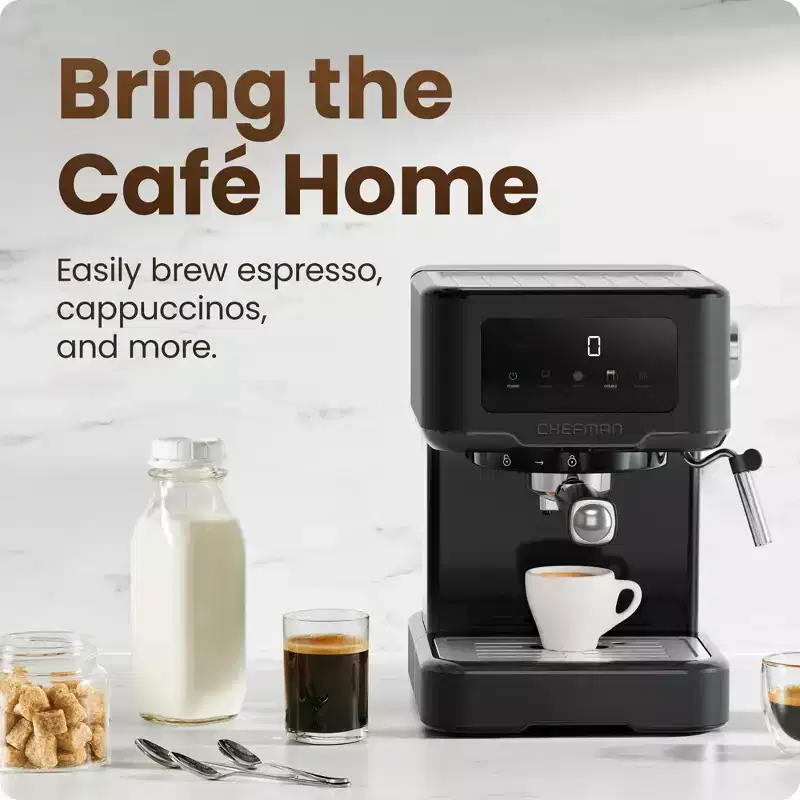 Chefman CraftBrew Espresso Machine w/ Steam Wand and Touch Controls  Black