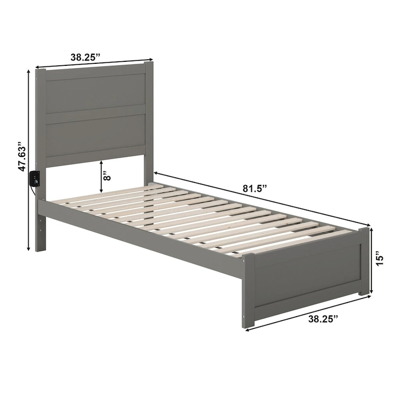 NoHo Twin Extra Long Bed with Footboard in Grey
