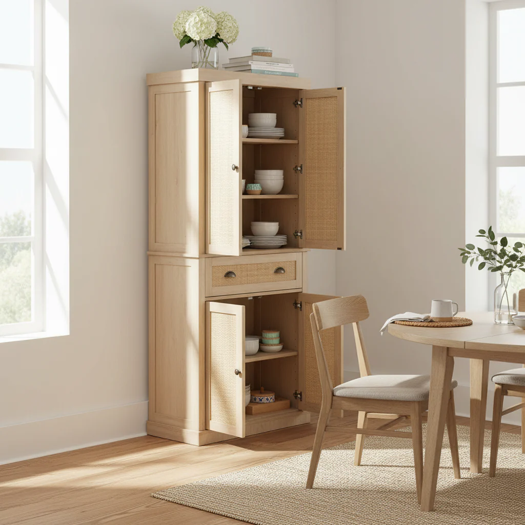 Rattan Wooden Wardrobe