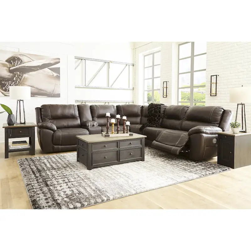 Signature Design by Ashley Dunleith Brown 6-Piece Power Reclining Sectional - 136W x 123D x 43H