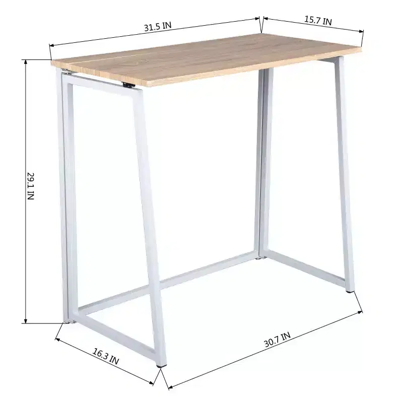 FurnitureR Folding Desk, 31.5 Inches Foldable Simple Laptop Table, Space Saving Computer Study Desk Compact Writing Workstation for Small Space, Oak