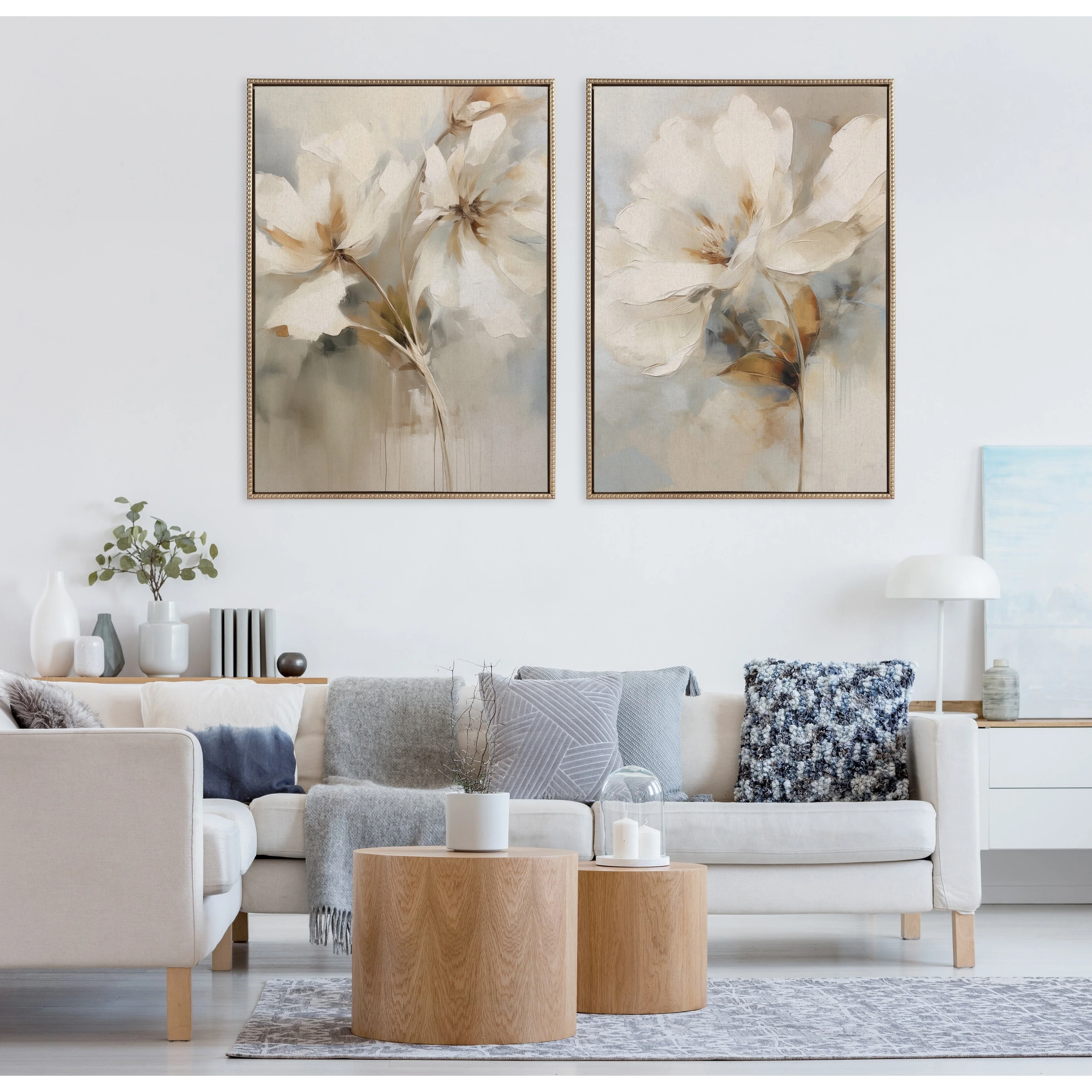 Kate and Laurel Sylvie Beaded Abstract Botanical Canvas