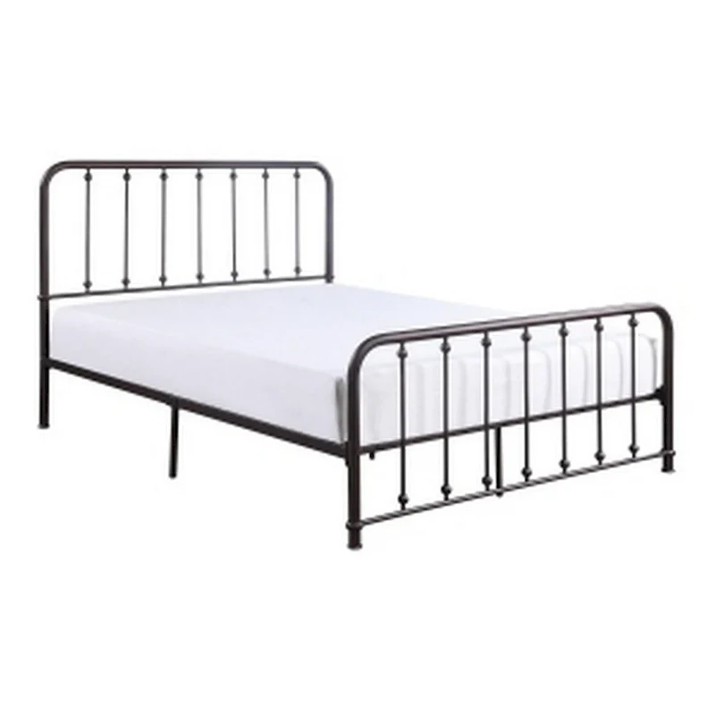 Bronze Queen Metal Bed with Slatted Headboard