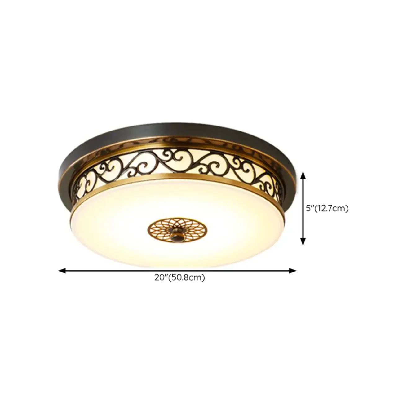 Classic Black Metal Drum Glass Flush Mount Ceiling Light