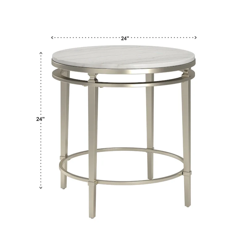 Egan Champagne Silver Finish Marble Top Table by