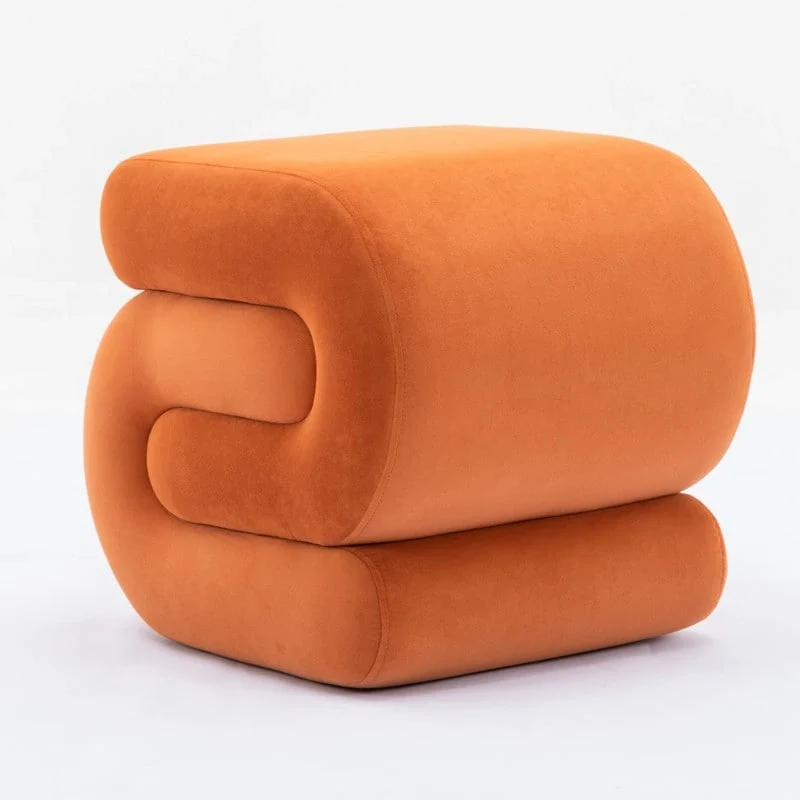 Velvet Fabric S-shape Ottoman Makeup Stool Footstool