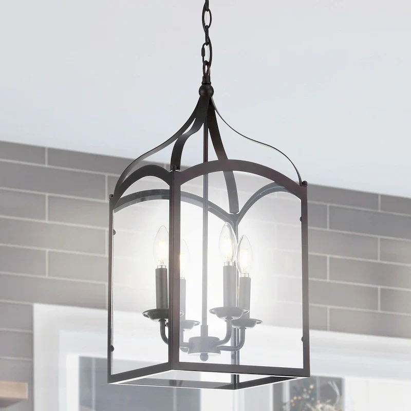 Ruth 11  4-light Lantern Metal/Glass LED Pendant by JONATHAN Y