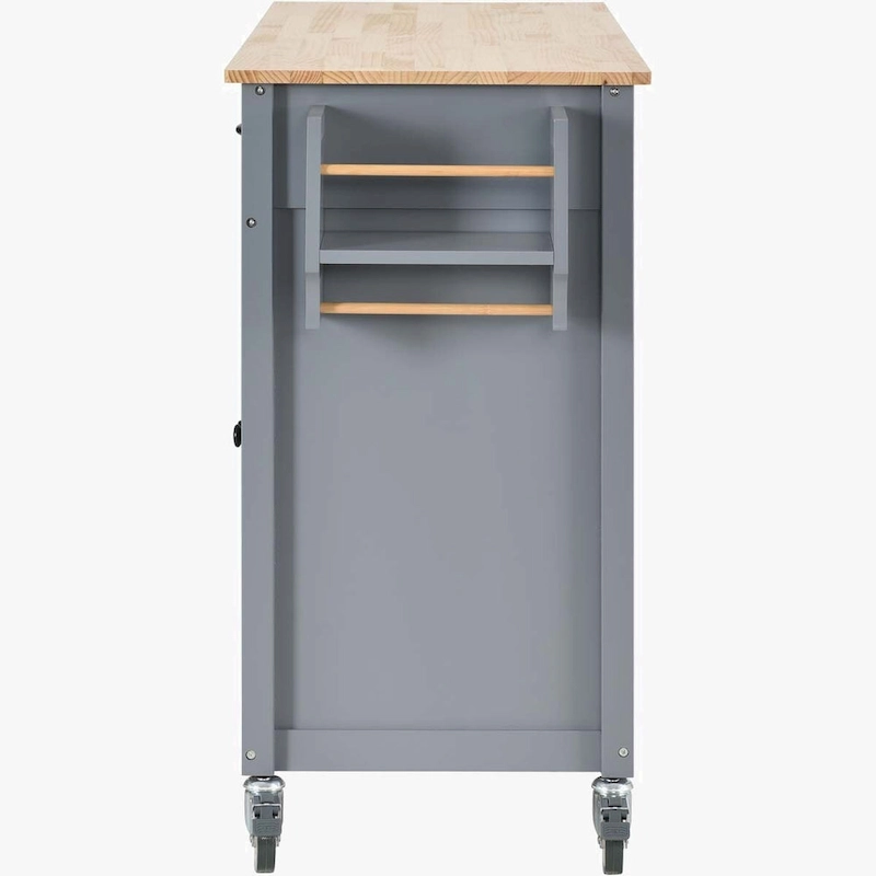 Kitchen Island Cart with Solid Wood Top and Locking Wheels