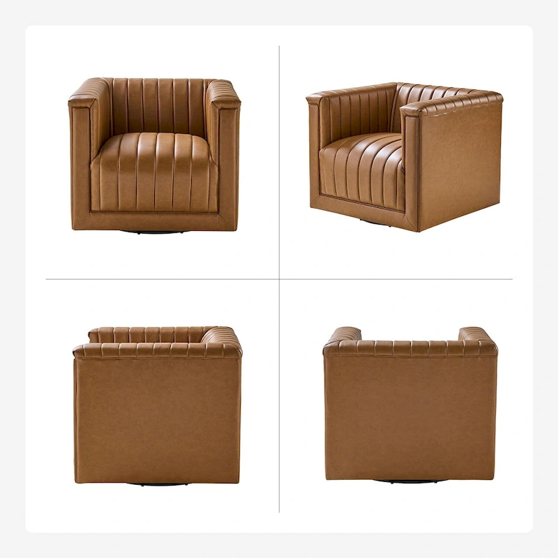 Esteban Modern Leather Upholstered Swivel Barrel Chair Set of 2 by HULALA HOME