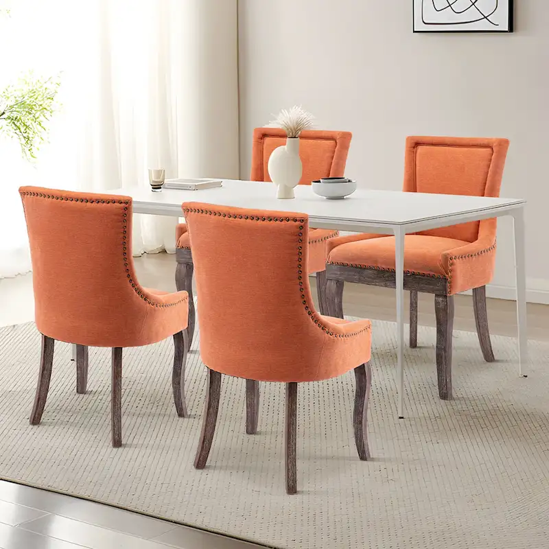 Traditional Tufted Ultra Upholstered Wingback Dining Chair Set of 2