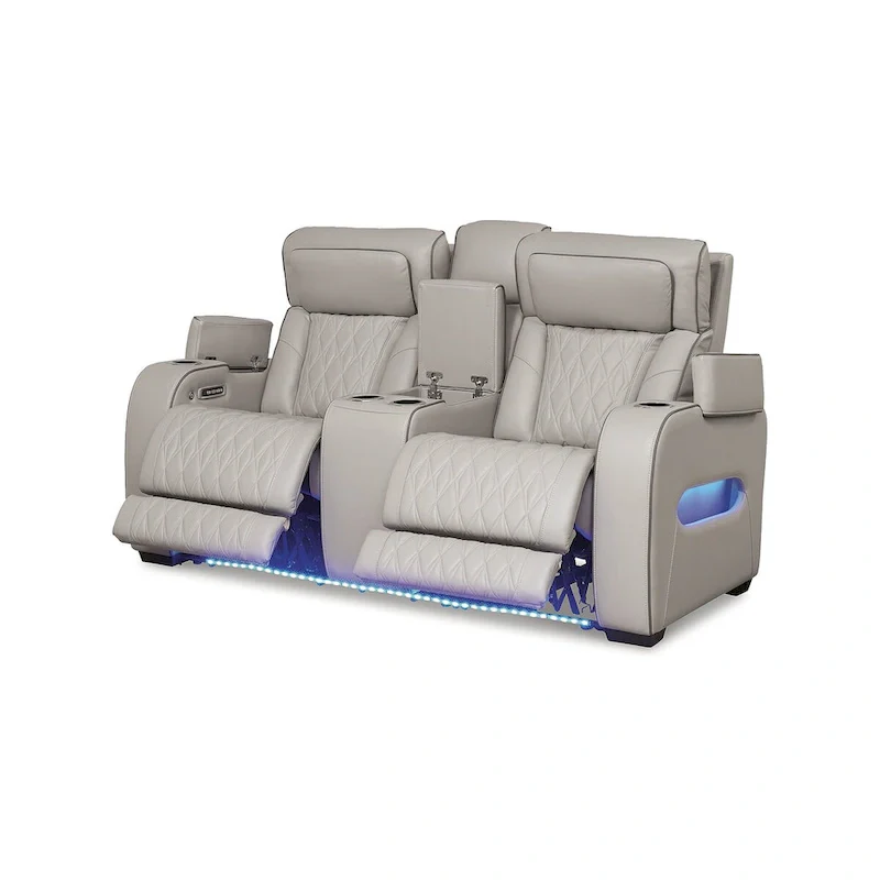 Signature Design by Ashley Boyington Gray Power Reclining Loveseat with Console - 75W x 40D x 44H