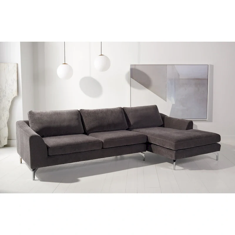 Nicholsen Anthracite Grey Velvet Sofa