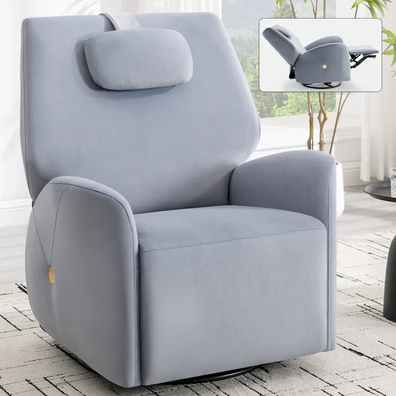Swivel and Rocker Power Recliner Chair with Lumbar and Neck Support Pillow, Max Swivel Degree 270, USB and Type-C Ports