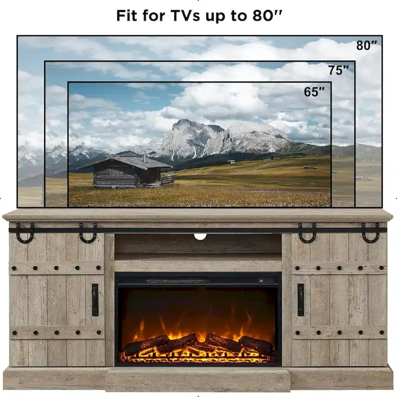 Farmhouse Fireplace TV Stand, Entertainment Center, Media Console