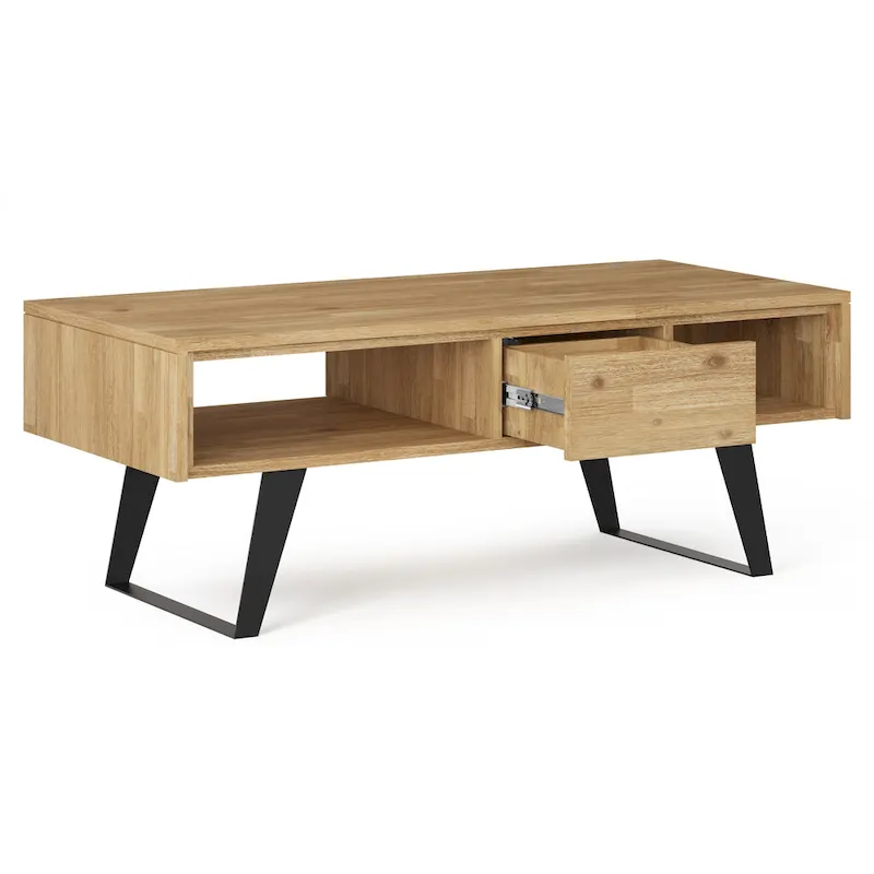 WYNDENHALL Mitchell SOLID WOOD & Metal 48 inch Wide Rectangle Modern Coffee Table - 48 W x 22 D x 18 H