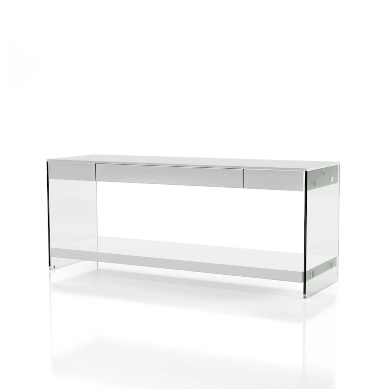 Takamura Modern 60-inch Glass 1-Shelf 1-Drawer TV Console by Strick & Bolton
