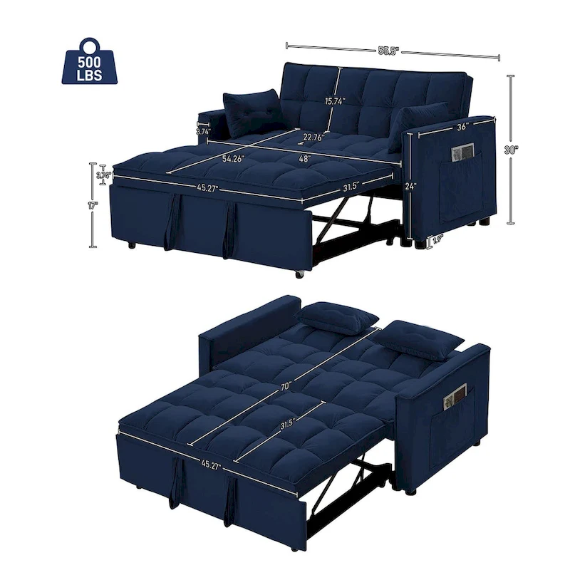 Ouyessir 3 in 1 Multi-Functional Convertible Sleeper Sofa Bed
