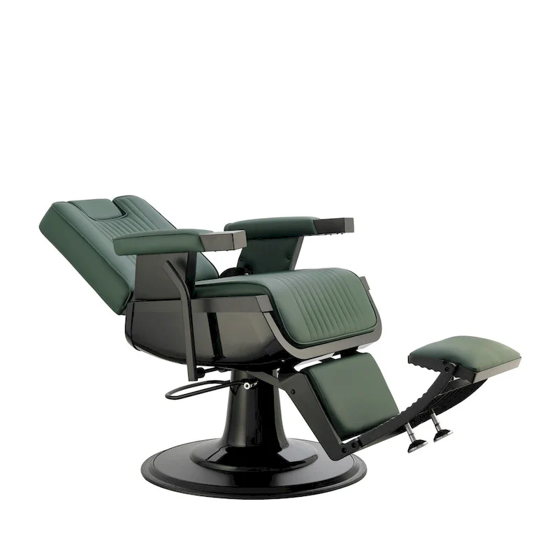 Reclining Barber Chair with Hydraulic Pump – Green