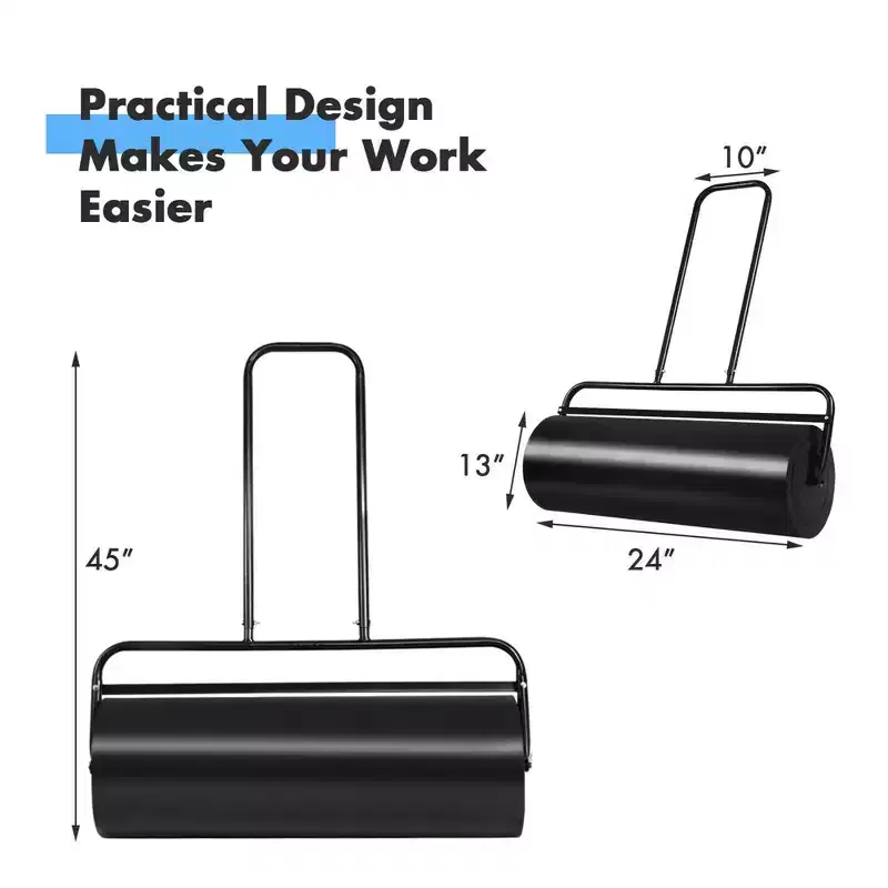 Costway 13-Gallon Lawn Roller Heavy-Duty Steel Push/Pull Sod Roller 24'' x13'' Black