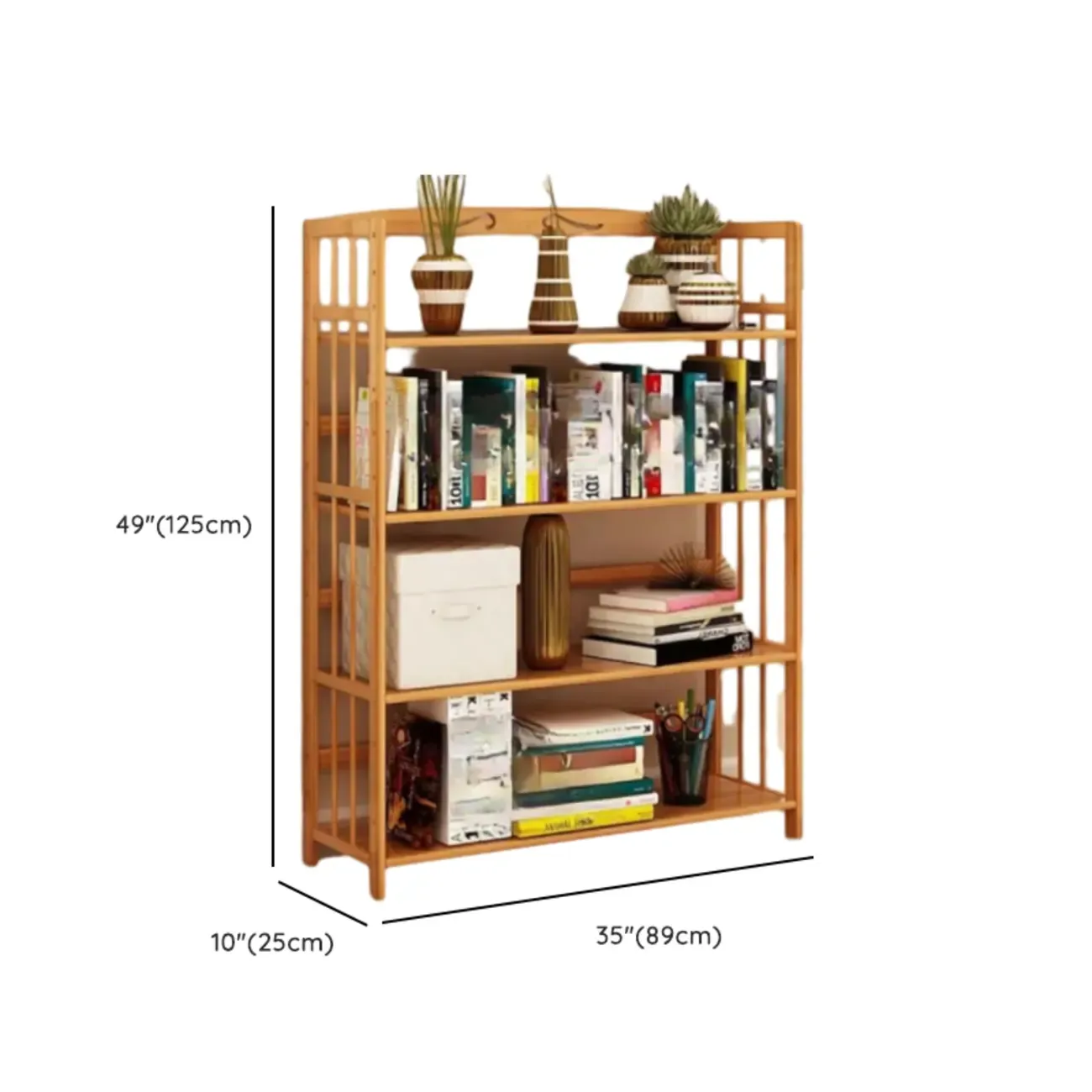 Elegant Nutural Bamboo Vertical Open Back Bookcase