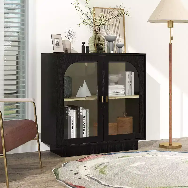 Okak Modern Storage Cabinet, Sideboard Buffet with 2 Acrylic Doors, Console Table for Kitchen Living Room Entryway Study