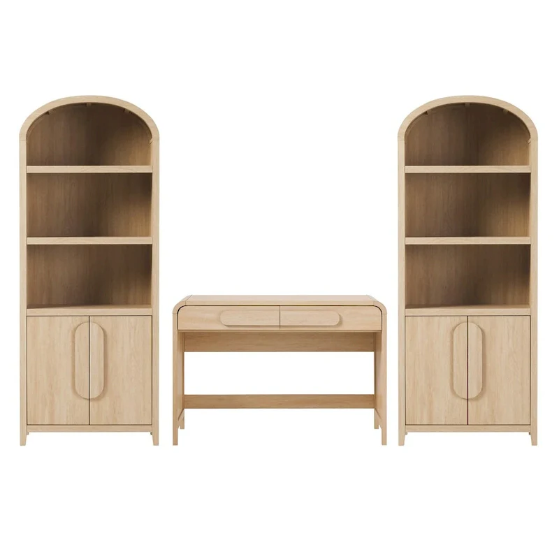 Middlebrook 3-Piece Set Writing Desk with 2 Cabinet Bookcases