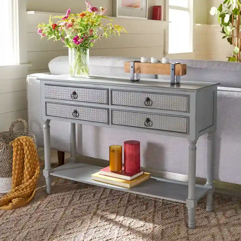 SAFAVIEH Artelia 4-Drawer Console Table - 42 W x 13 L x 29.5 H - 42Wx13Dx30H