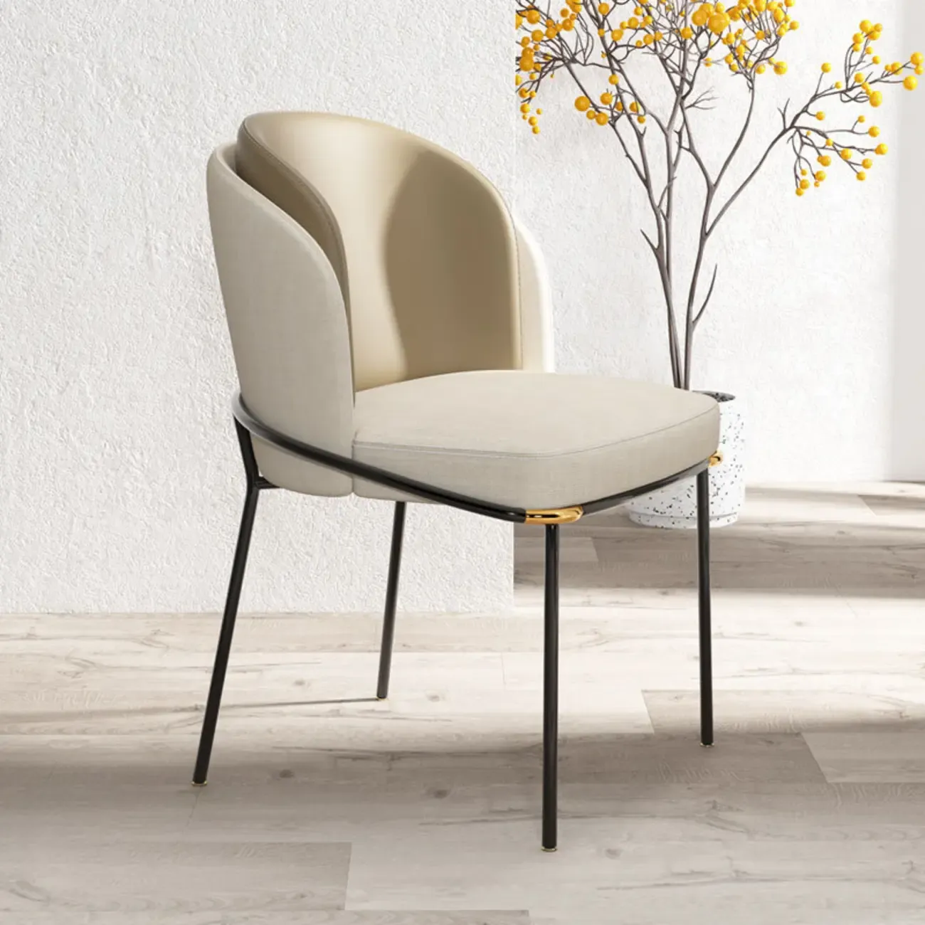 Curved Back Houndstooth Pattern Upholstered Dining Chair