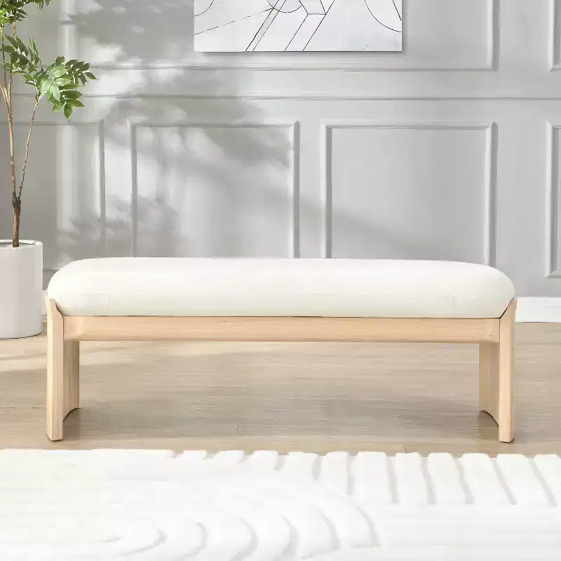 Christopher Knight Home Bellomy Modern 51.5 Inch Rubberwood Upholstered Ottoman