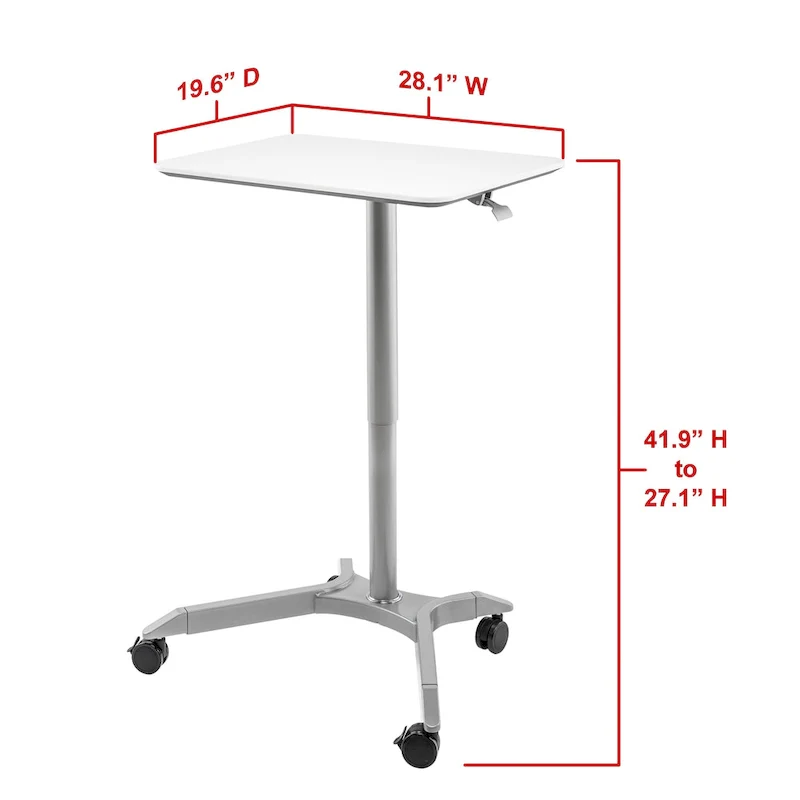 Espresso / White Pneumatic Sit-Stand Mobile Desk, Single User