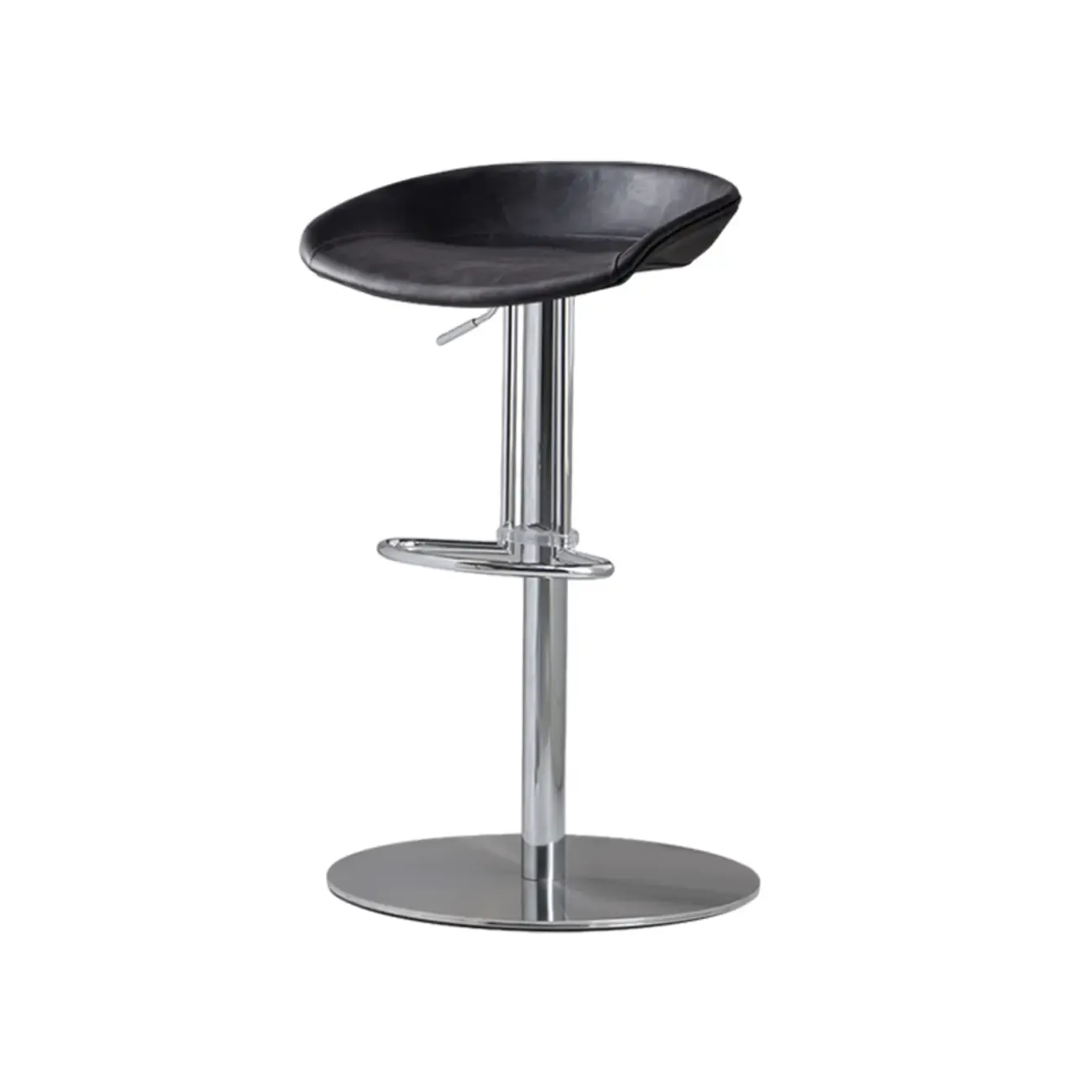 Adjustable Black Leather Saddle Swivel Bar Stools