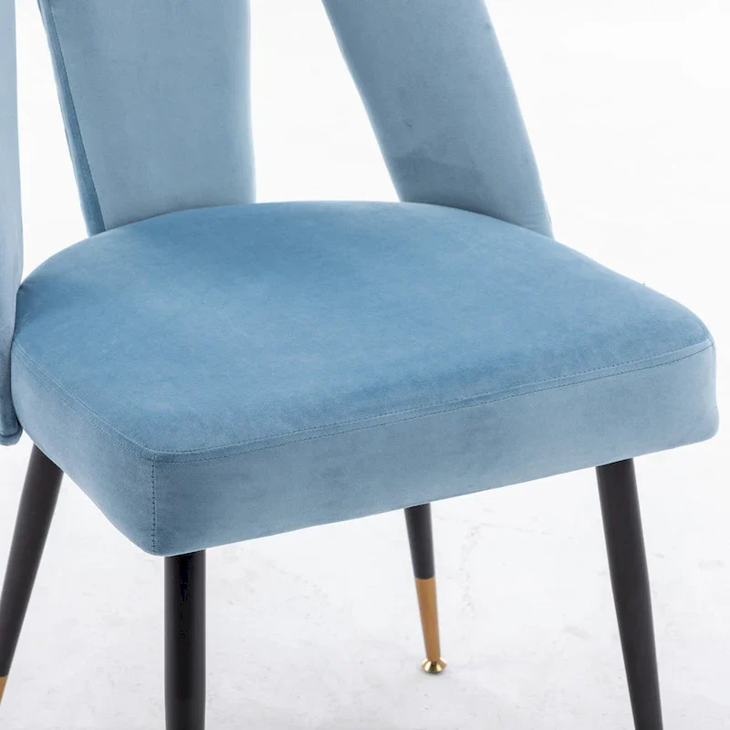 Modern Upholstered Dining Chairs with Nailheads and Metal Legs