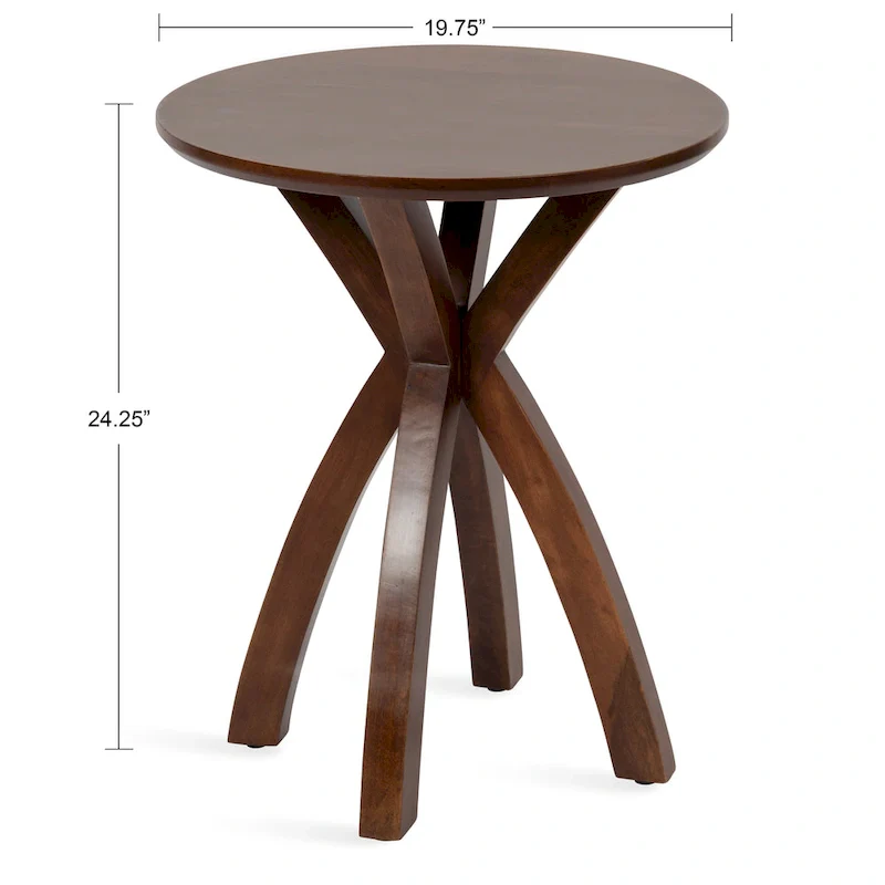 Natural Wood Round Side Table - Midcentury Modern Style