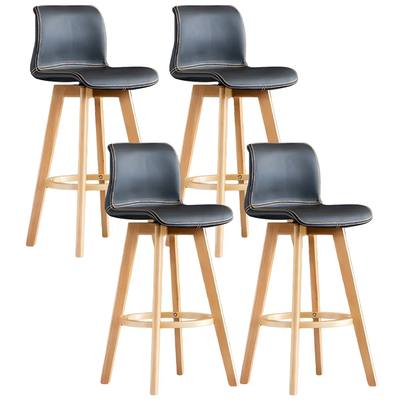 Mid-Century Distressed Leather Swivel Bar Stool with Back