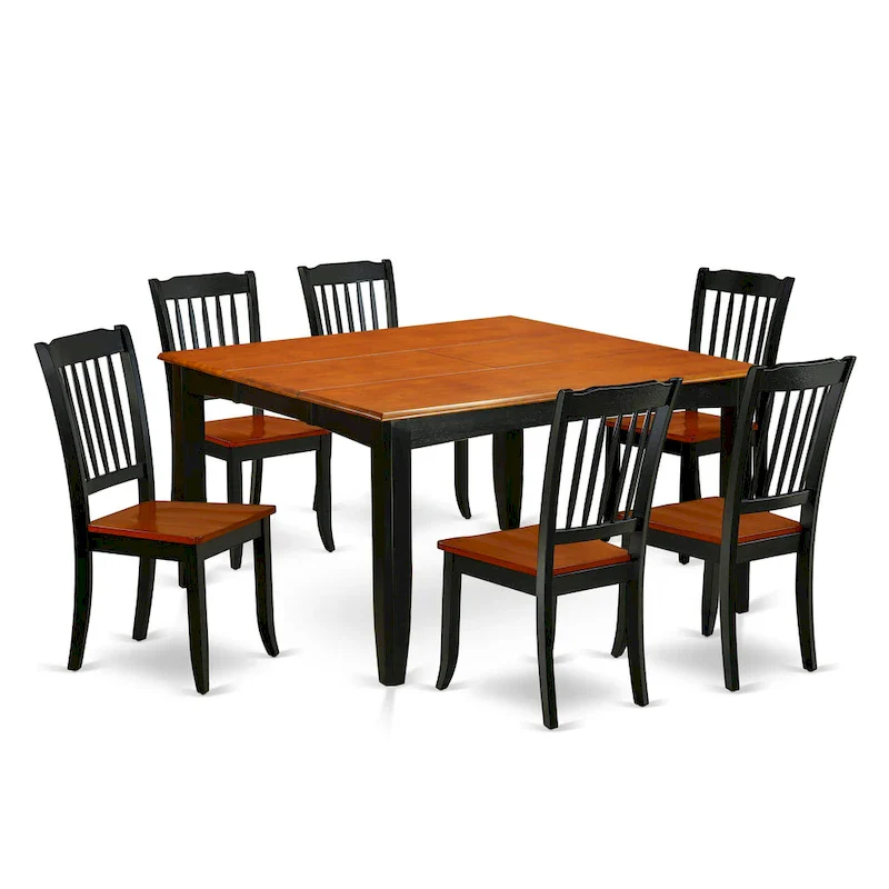 East West Furniture Kitchen Table Set Includes a Square Dining Table with Butterfly Leaf and Dining Chairs (Pieces Options)